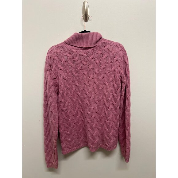 Pink‎ 3D Chunky Cable Knit Turtleneck Sweater By Lord & Taylor S - Picture 4 of 8